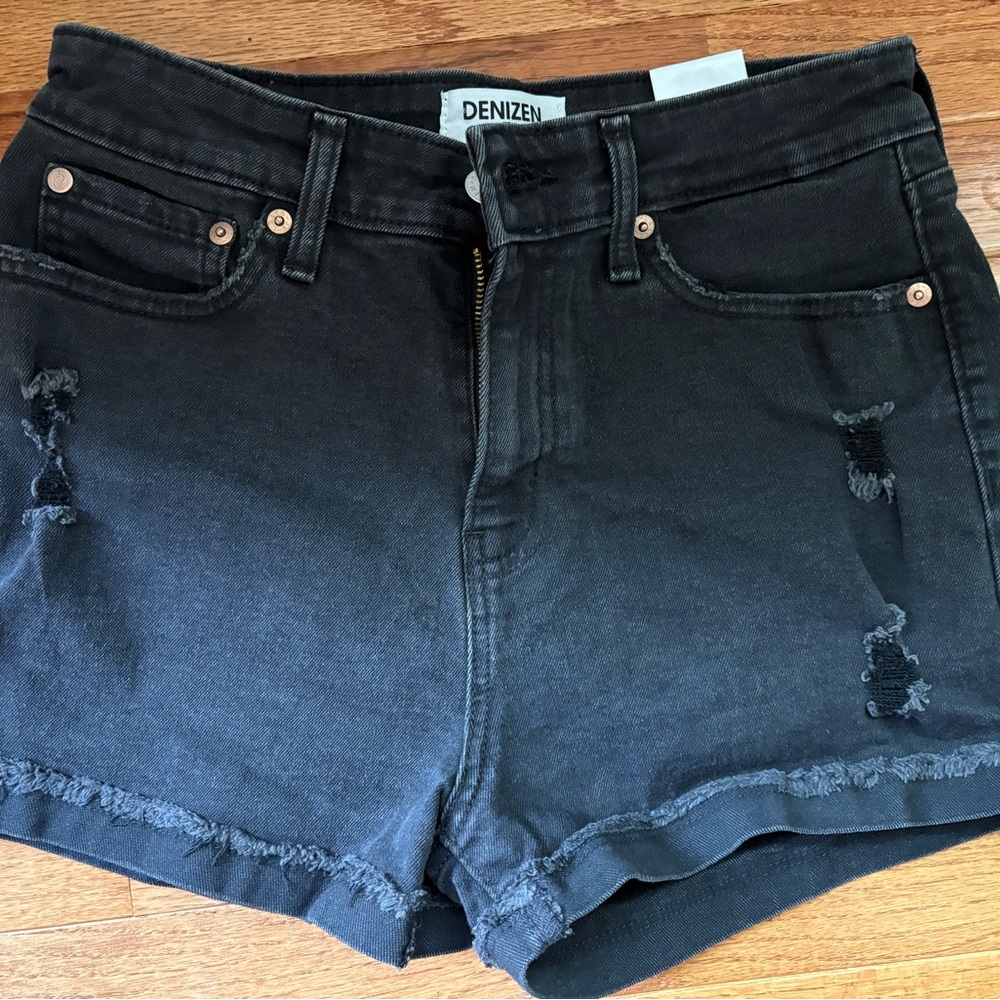 Levi's Black Jean Shorts Distressed High-Waisted